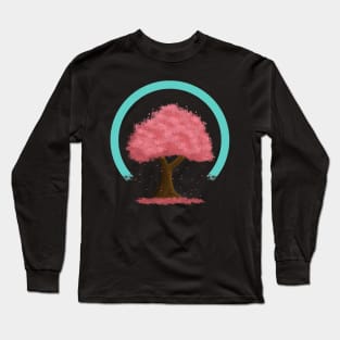 Simple Cherry Blossom Tree With Falling Leaves Version 3 Long Sleeve T-Shirt